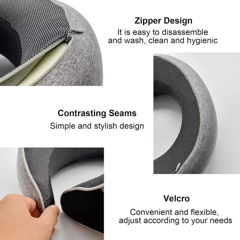 Memory Foam Travel Neck Pillow U-Shaped Support for Sleep & Comfort
