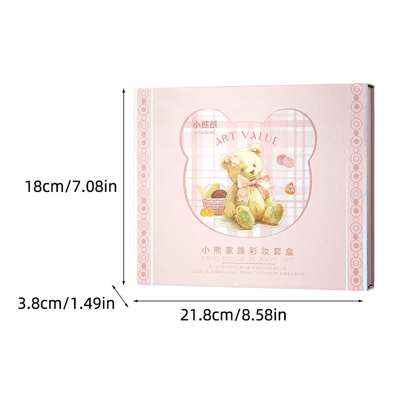7-Piece Makeup Set with Lip, Powder, Blush & Eyeshadow - Cute Bear Design Gift Box