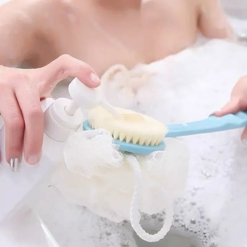 2-in-1 Soft Back & Body Exfoliating Bath Brush with Non-Slip Handle