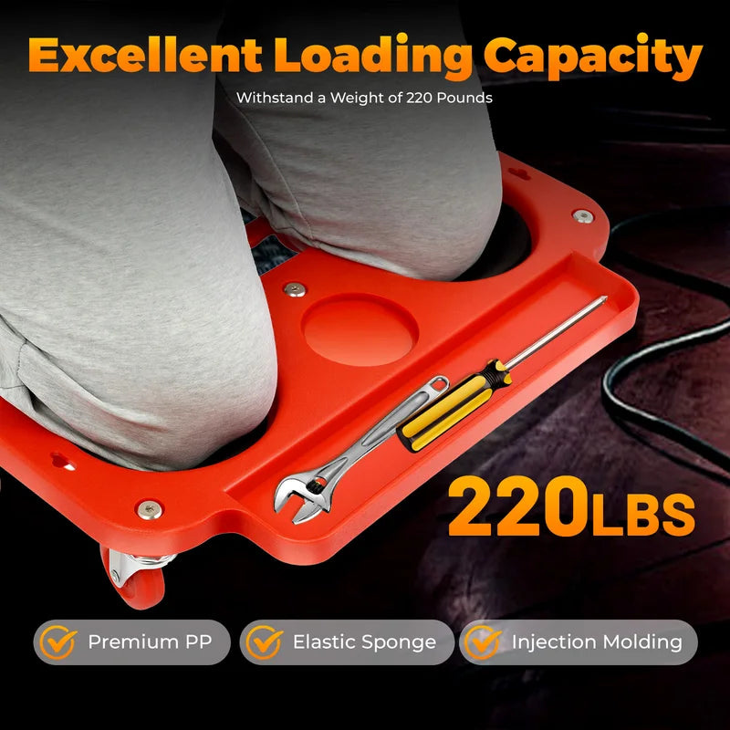 Rolling Knee Pad with 5 Wheels, Knee Protection for Construction & Gardening