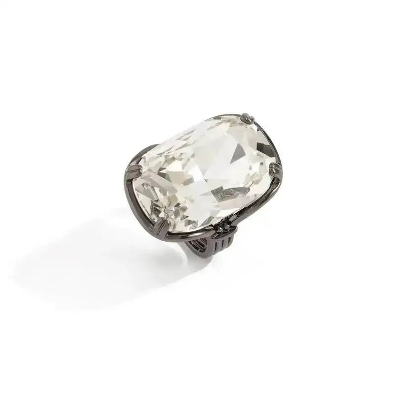 Elegant Geometric Acrylic Rhinestone Ring for Women - Wedding & Party Jewelry