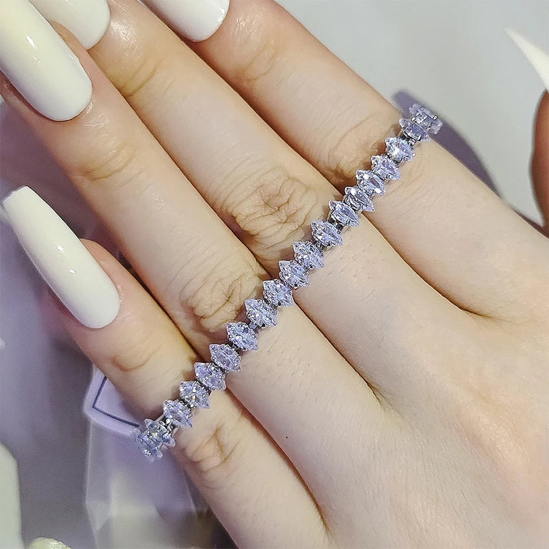 Luxury Silver Color Marquise Oval Square Cut Tennis Bracelet for Women