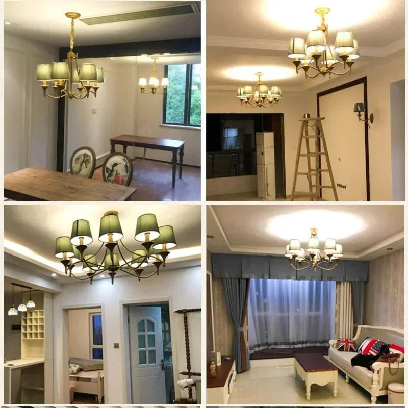 Vintage Pendant Light with Fabric Lampshade - E14 Indoor Ceiling Lighting for Living Room & Bedroom