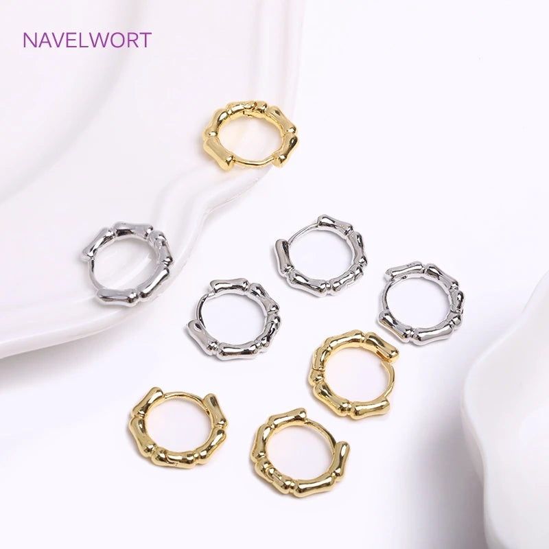 Geometric Hoop Earrings for Women - Brass Inlaid Zircon Twist Round Jewelry