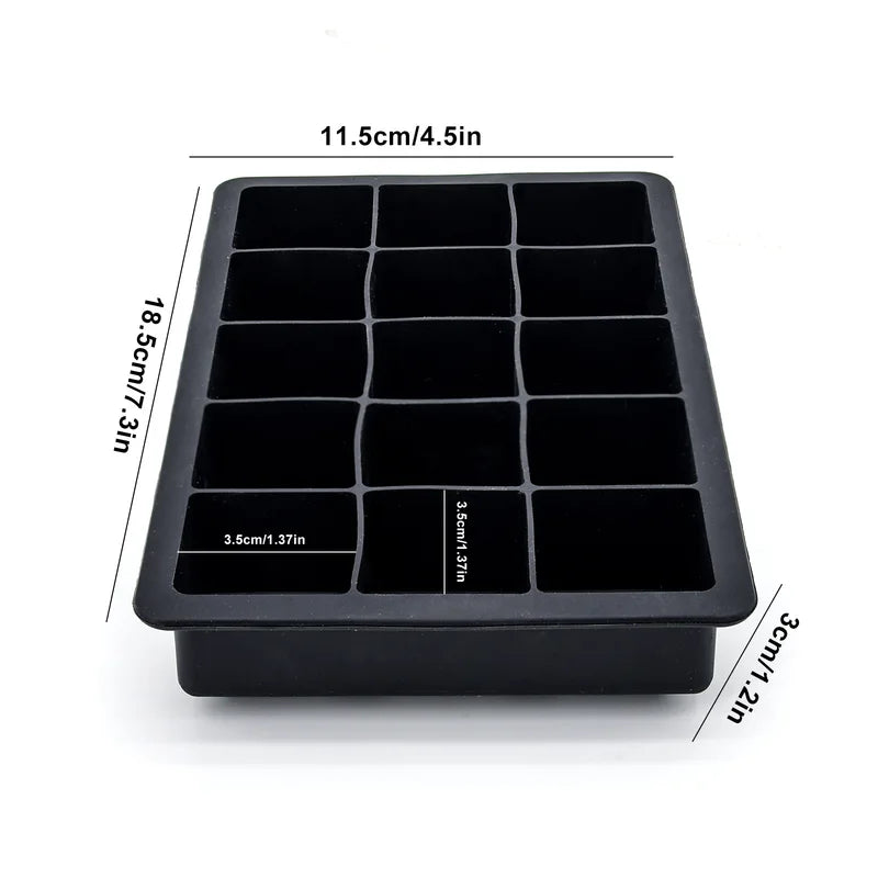 15-Grid Silicone Ice Cube Mold with Cover for Creative Home Use