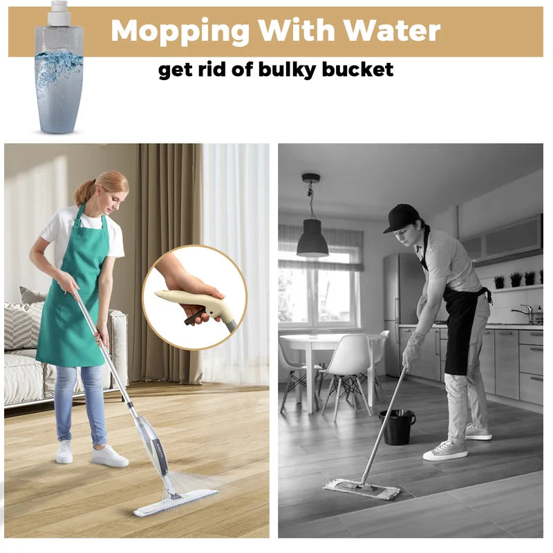Spray Floor Mop with Reusable Microfiber Pads 360° Handle for Home & Kitchen Cleaning