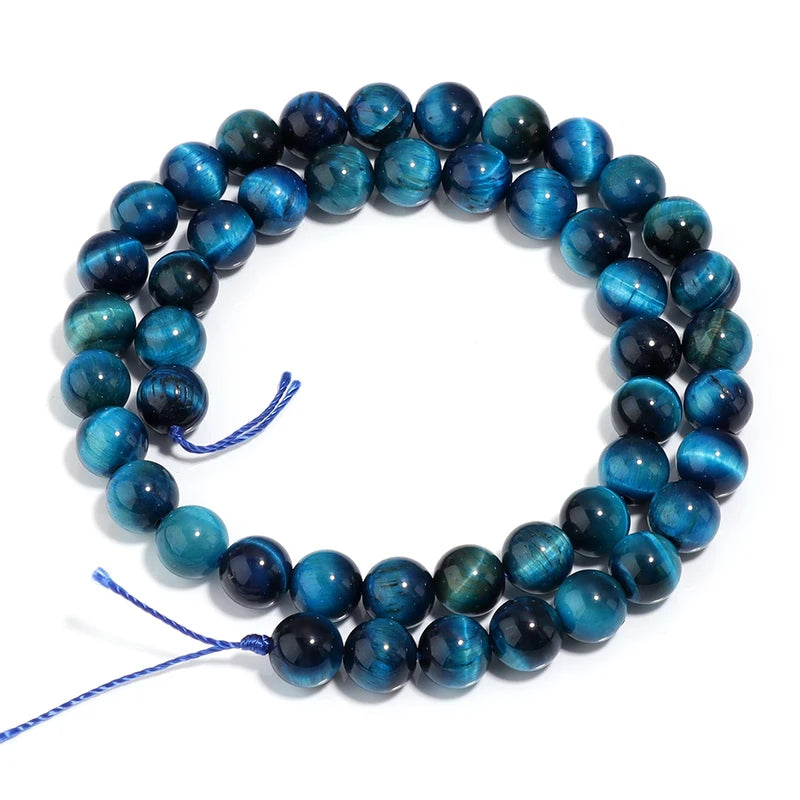 Natural Stone Blue Tiger Eye Beads Set for Jewelry Making - Loose Round Beads 4-12mm