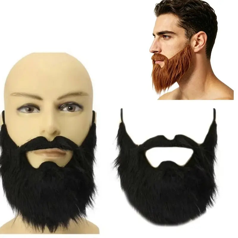 Fake Beard and Mustache Costume Props - Synthetic Fiber, Full Shape, Elastic Band, Multiple Colors