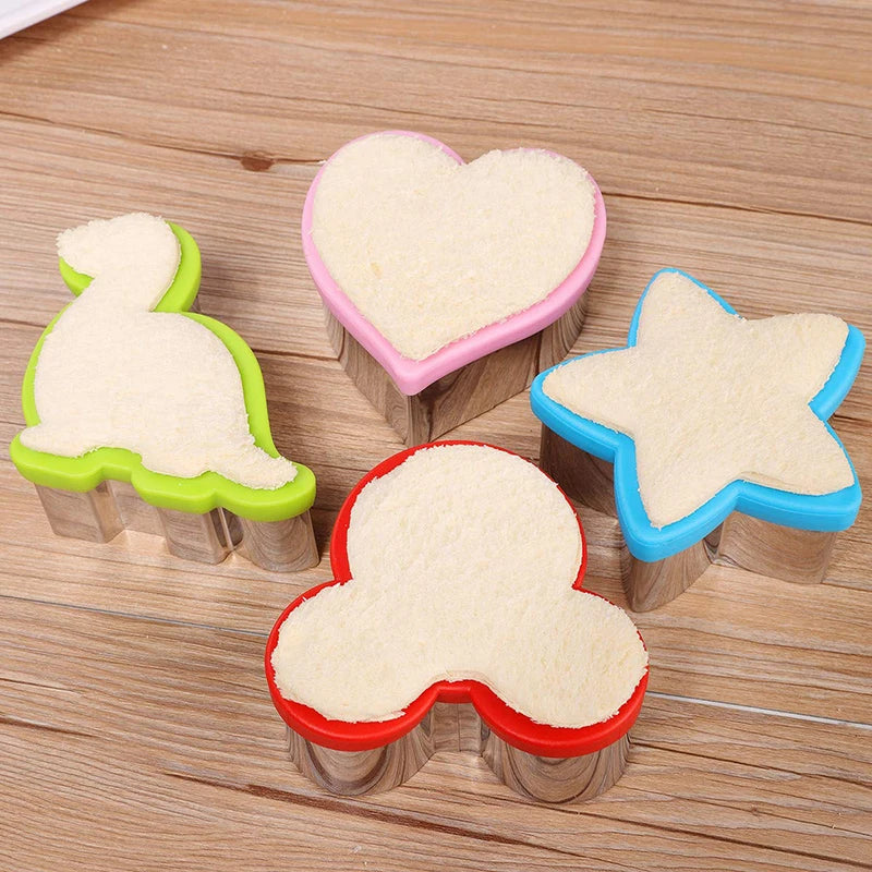 Kids Dinosaur Heart Star Mickey Fruit Vegetable Cookie Cutters Set - Food Shapes for Bread Cookies
