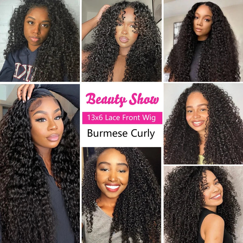 Curly Human Hair Wig with Spiral Curls, Lace Front, 200-220% Density, Pre-Plucked