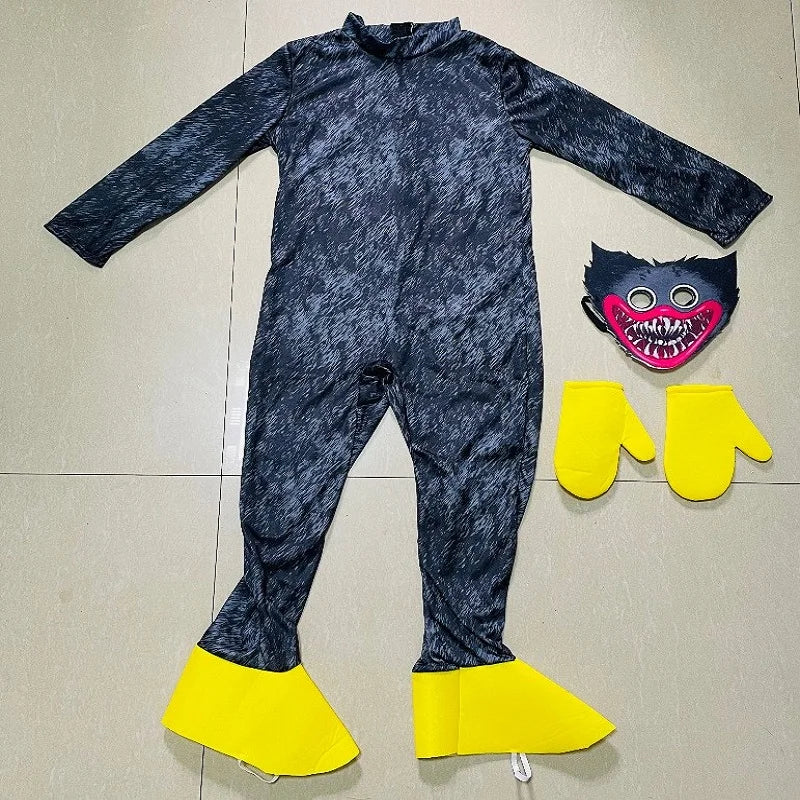 Halloween Cosplay Huggy Wuggy Costume Cartoon Horror Large Mouth Kids Fancy Dress