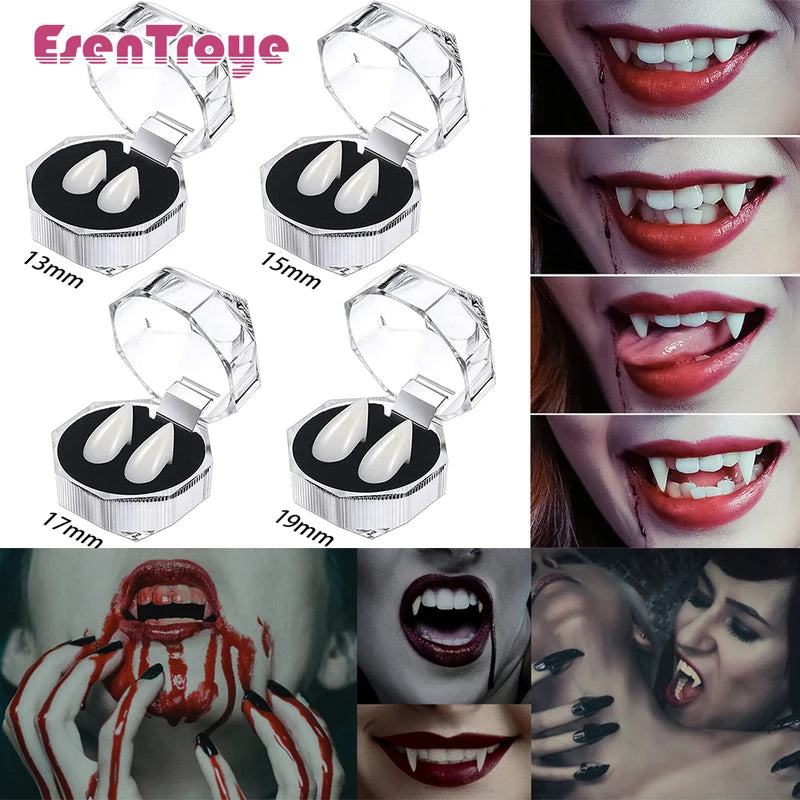 Vampire Teeth Fangs Cosplay Denture with Adhesive for Halloween Costume Prop