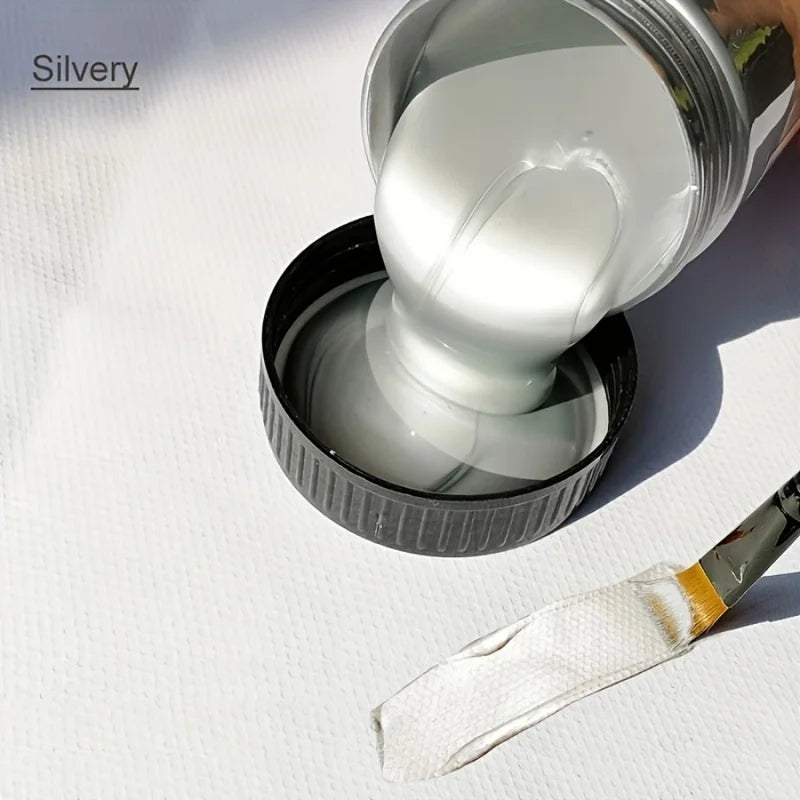 Silver Acrylic Paint 50/100/300ml Waterproof Non-Fading Pearlescent Finish for DIY Art