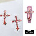 Luxury Cross Nail Art Charms Set - 5pcs 3D Rhinestones for Manicure DIY