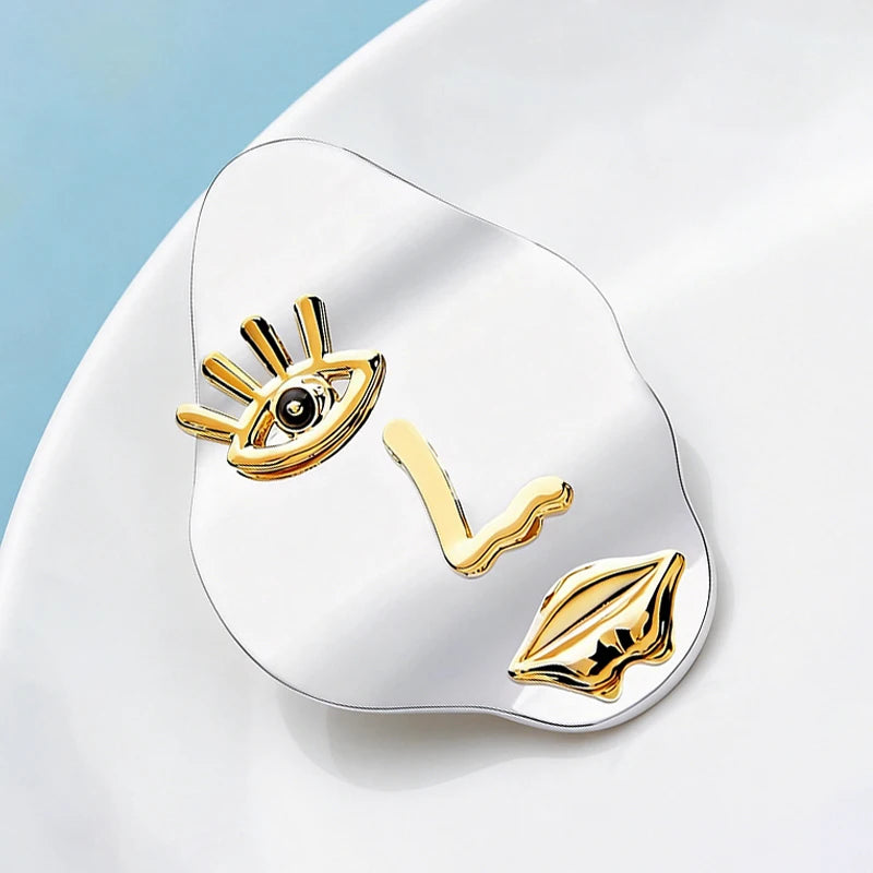 Metal Brooch Pin for Women Men Face Eye Mouth Jewelry Gift