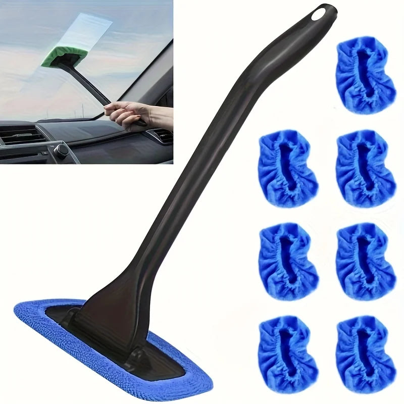Car Windshield and Interior Window Cleaning Tool with Squeegee and Wiper for Dust and Stain Removal