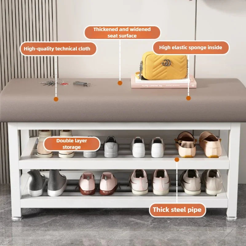 Shoe Changing Stool with Storage Bench for Entryway and Home - Light Luxury Design