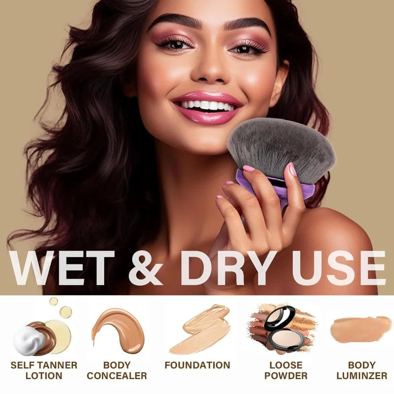 Large Body Makeup Brush for Self Tanner and Bronzer - Flawless Oval Kabuki Brush