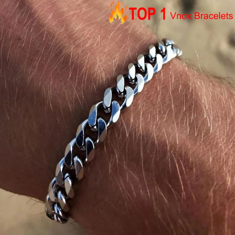 Men's Chunky Miami Curb Chain Bracelet - Stainless Steel Cuban Link Jewelry