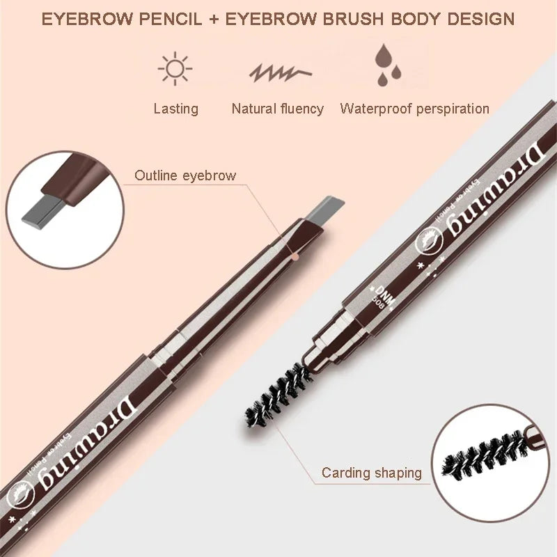 Waterproof Long Lasting Eyebrow Pencil Double-Ended Makeup Pen - Natural & Easy To Use