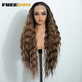 Curly Synthetic Lace Front Wig for Women 13x4 Pre-Plucked Glueless 30 Inch Ombre Brown Blonde