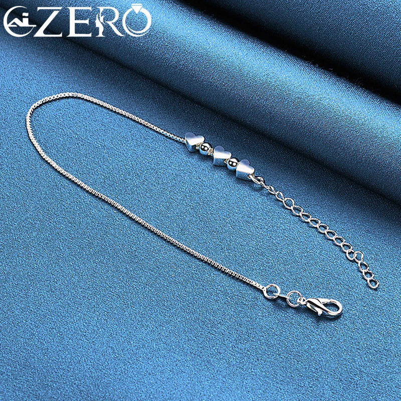 Gold-Plated Silver Heart Beads Chain Bracelet for Women - Wedding & Fashion Jewelry