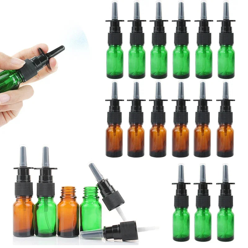 Refillable Glass Spray Bottles with Fine Mist Sprayer - Portable Nasal & Travel Use