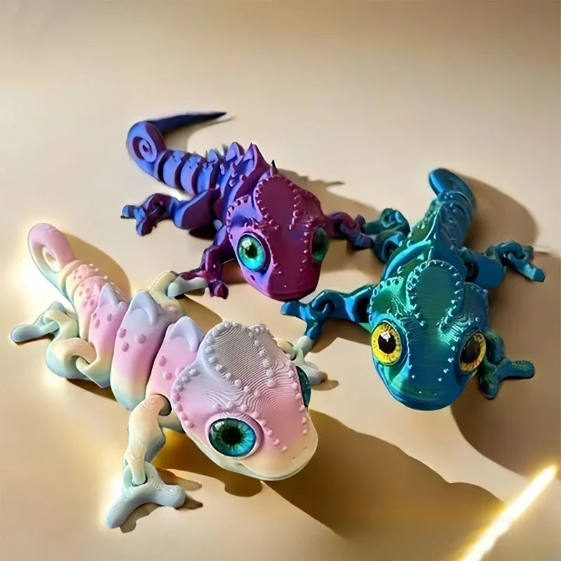 3D Printing Chameleon Figures with Multi-Joint Movable Eyes for Home Decor and Kids Gifts