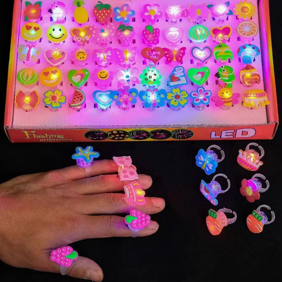 50pcs Halloween Luminous Pumpkin Ghost Eye Rings Kids Costume Accessories