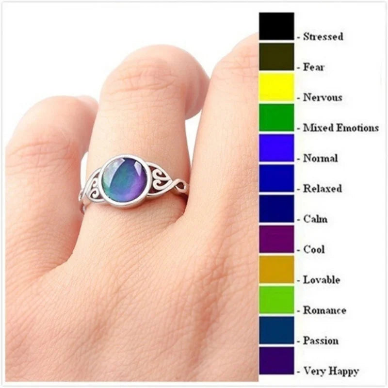 Moon Stone Color Changing Mood Ring - Adjustable Fashion Jewelry Gift