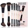 Jessup Makeup Brush Set 3/5/7 Pieces Double Sided Face & Eye Brushes Cruelty-Free