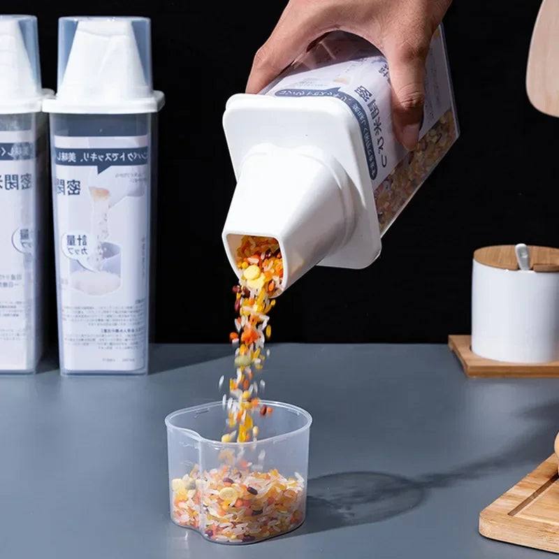 Japanese Style Food Storage Container Sealed Grain Jar 1.2L Moisture-Proof Kitchen Organizer