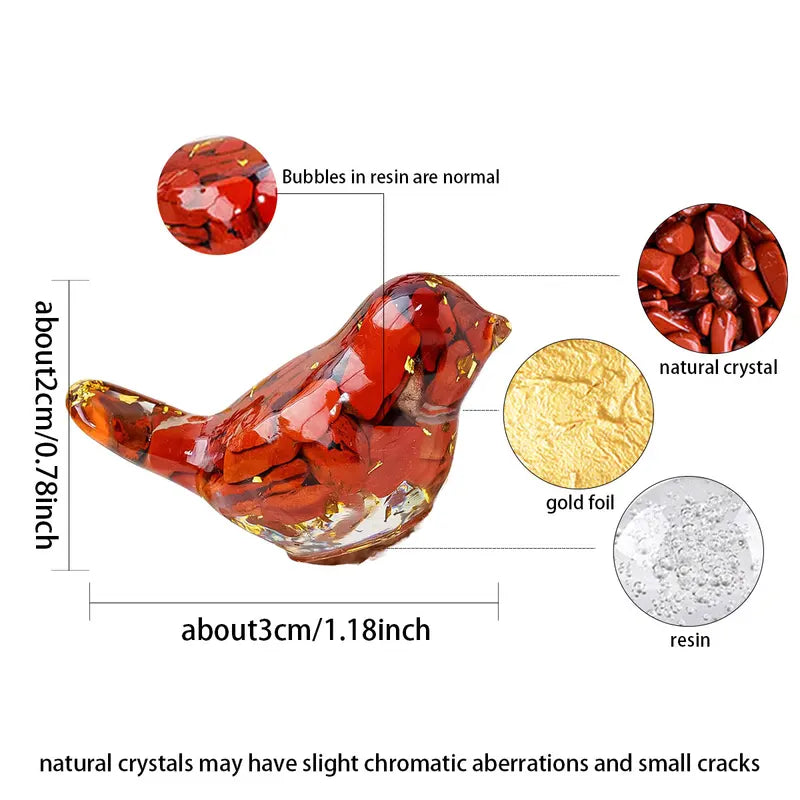 Natural Crystal Bird Sculpture Reiki Stone Figurine Feng Shui Garden Decor