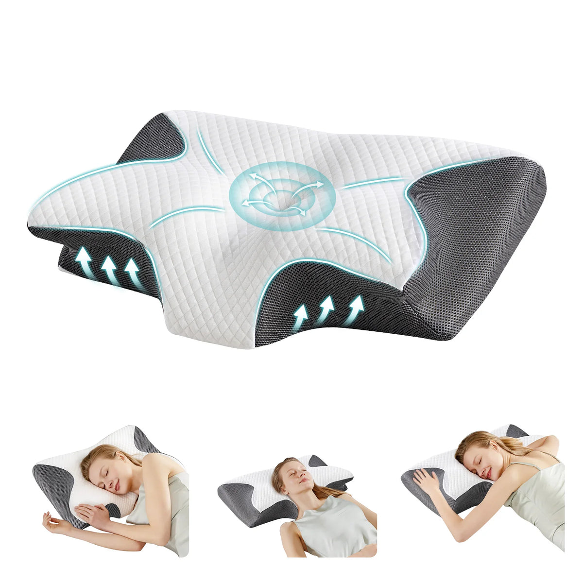 Ergonomic Cervical Neck Pillow with Memory Foam & Cooling Pillowcase