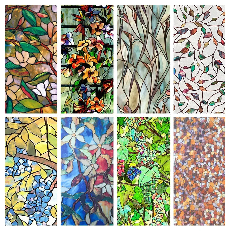 Decorative Window Privacy Film - Stained Glass Vinyl Stickers for Glass & Windows