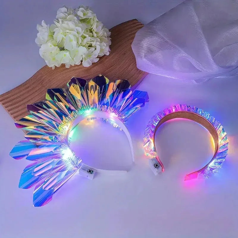 Light Up Laser Headband for Parties & Performances - Colorful Glow Hair Accessory