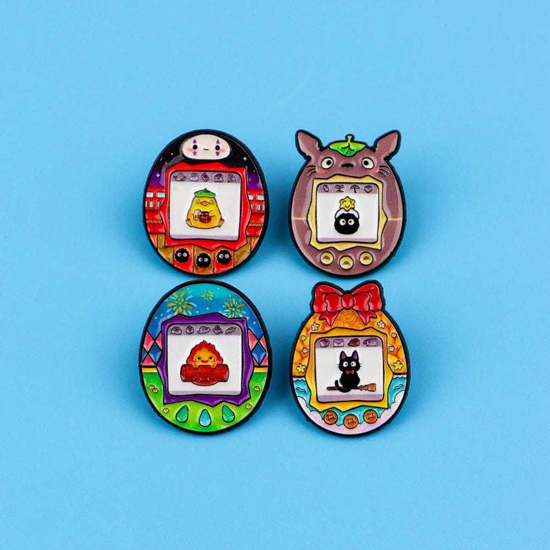 4pcs Enamel Manga Elf Pins Set - Cute Metal Brooches for Bags & Clothing