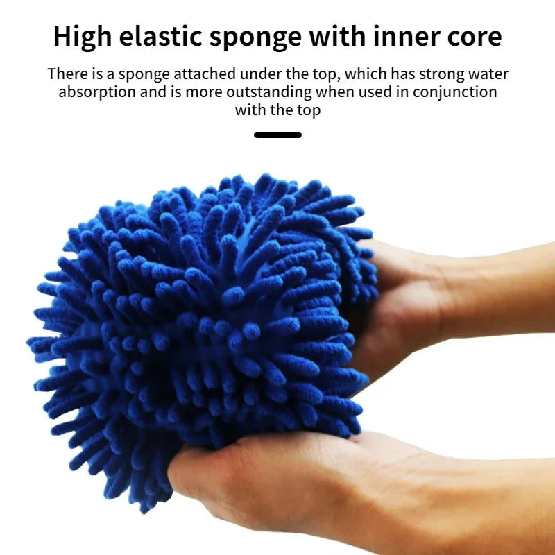 Microfiber Car Wash Sponge & Cleaning Brush Kit - Chenille Auto Detailing Gloves