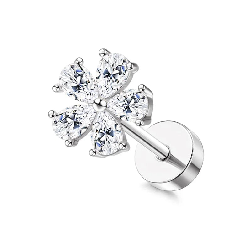 Cartilage Earrings Stud for Women Surgical Steel Butterfly Flower Helix Tragus Jewelry