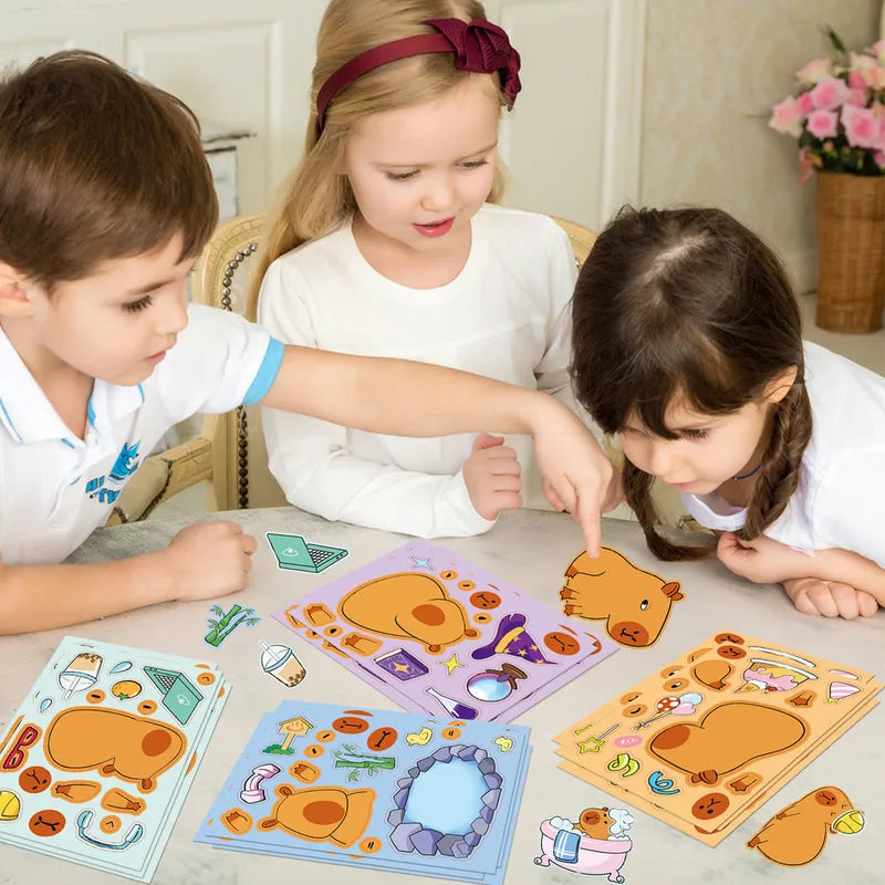 8PCS Waterproof Capybara Puzzle Stickers - Educational Child-Parent Interactive Decals