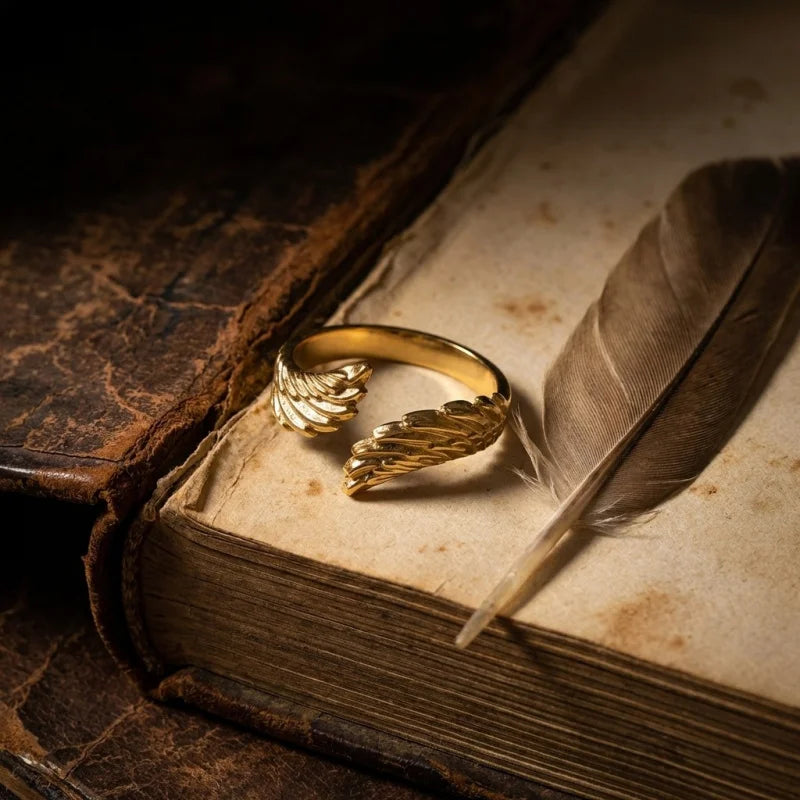 Luxury Vintage Angel Wing Ring - Unisex Creative Feather Design Jewelry