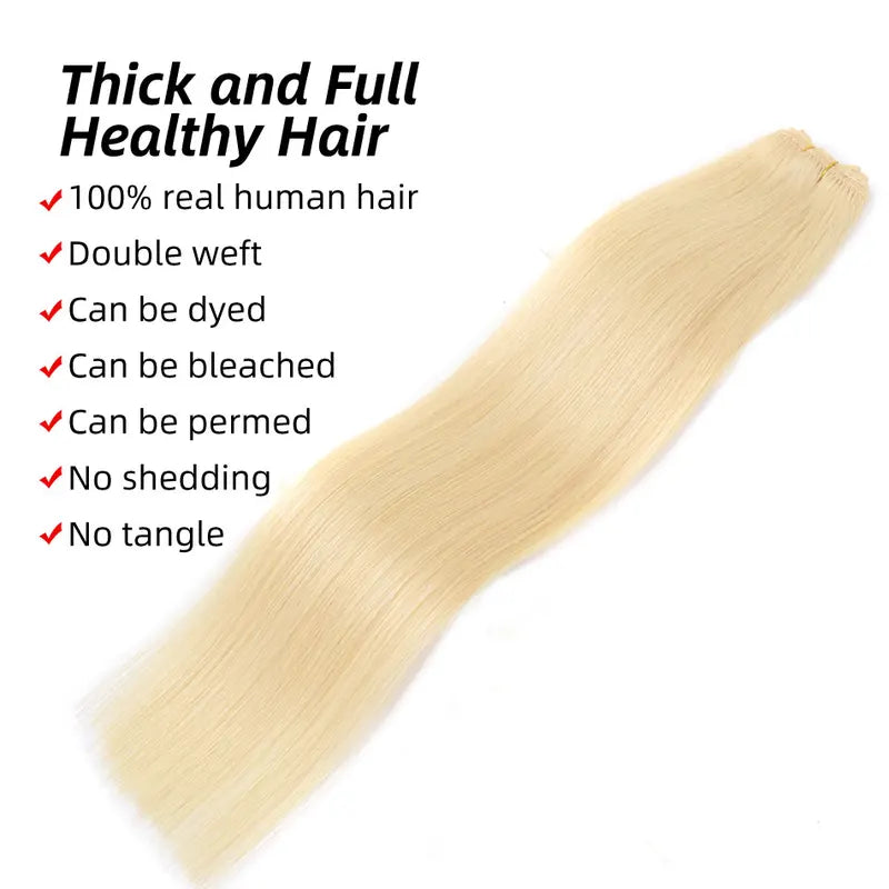 Straight Human Hair Weaves Brazilian Remy Hair Bundles Sew In Extensions Blonde 12-22 Inches
