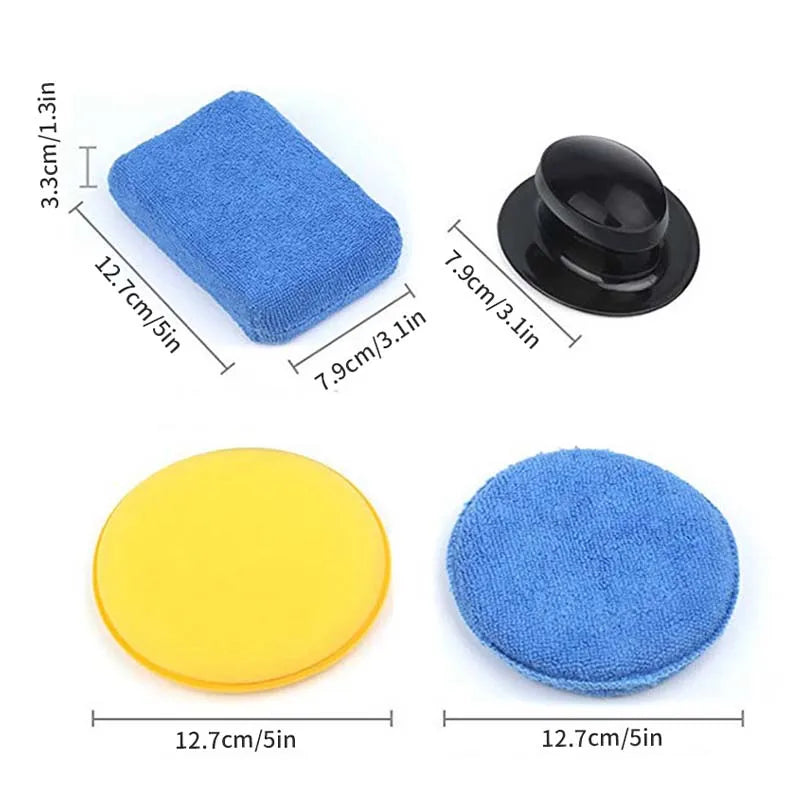Car Polishing & Waxing Sponge Kit - Microfiber Detail Tool Set for Auto Interior & Exterior