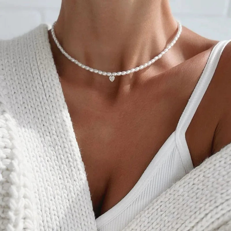 Fashion Crystal Heart Pendant Necklace for Women Boho Jewelry Valentine's Gift