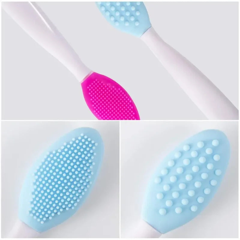Silicone Lip & Nose Exfoliating Brush Set - Double-Sided Makeup Tools