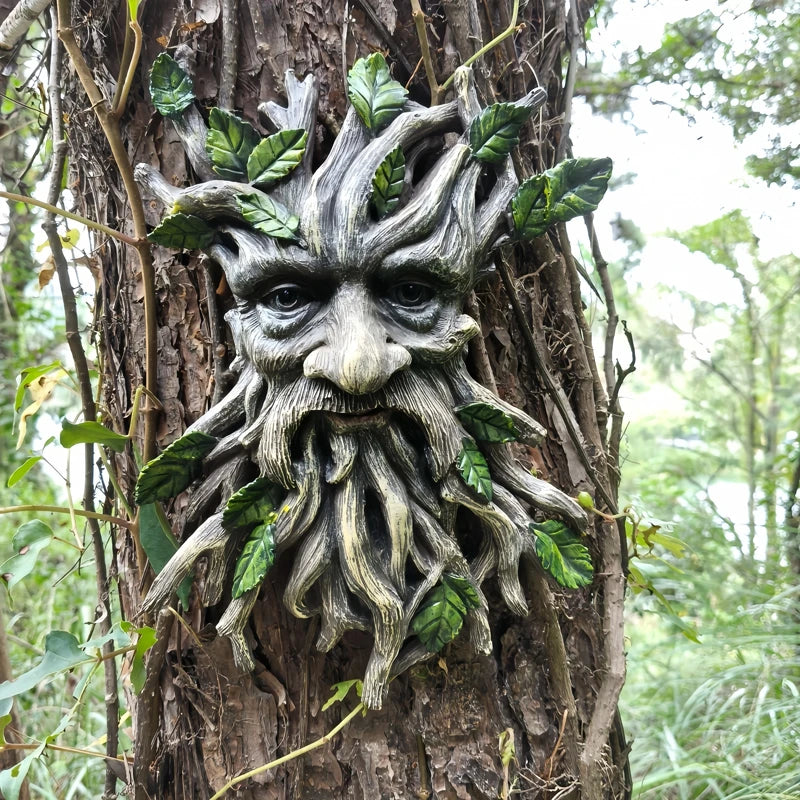 Wooden Tree Spirit Decor Pendant for Halloween and Christmas Garden Yard