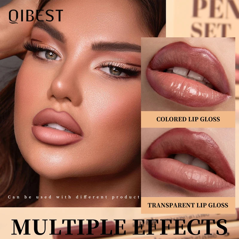 12-Color Waterproof Lip Liner Set - Matte Lipstick & Lip Contour Pencils