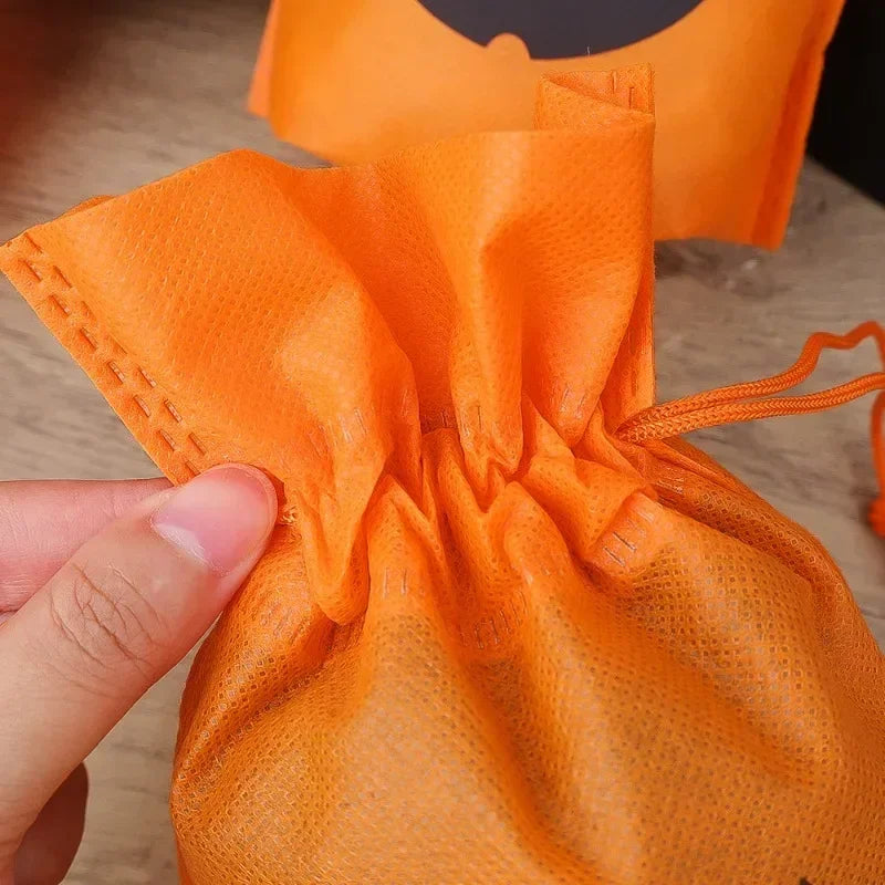 Halloween Pumpkin Candy Bags Non-Woven Fabric Drawstring Storage Pouches - Party Supplies