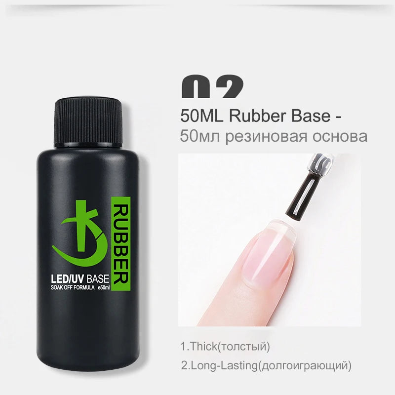Strong Rubber Base Gel Nail Polish 50ml Semi-Permanent High Gloss Top Coat