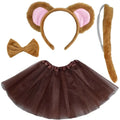 Children's Party Props Set with Bear Ear Headband Tutu Skirt & Tail for Kids Cosplay Halloween Birthday